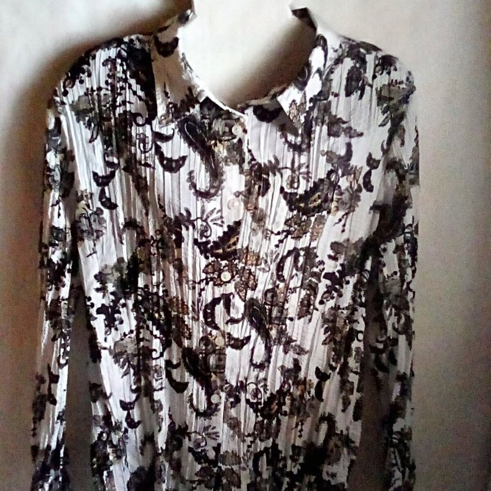 Women's Black and Gold Designer Blouse, Size XL